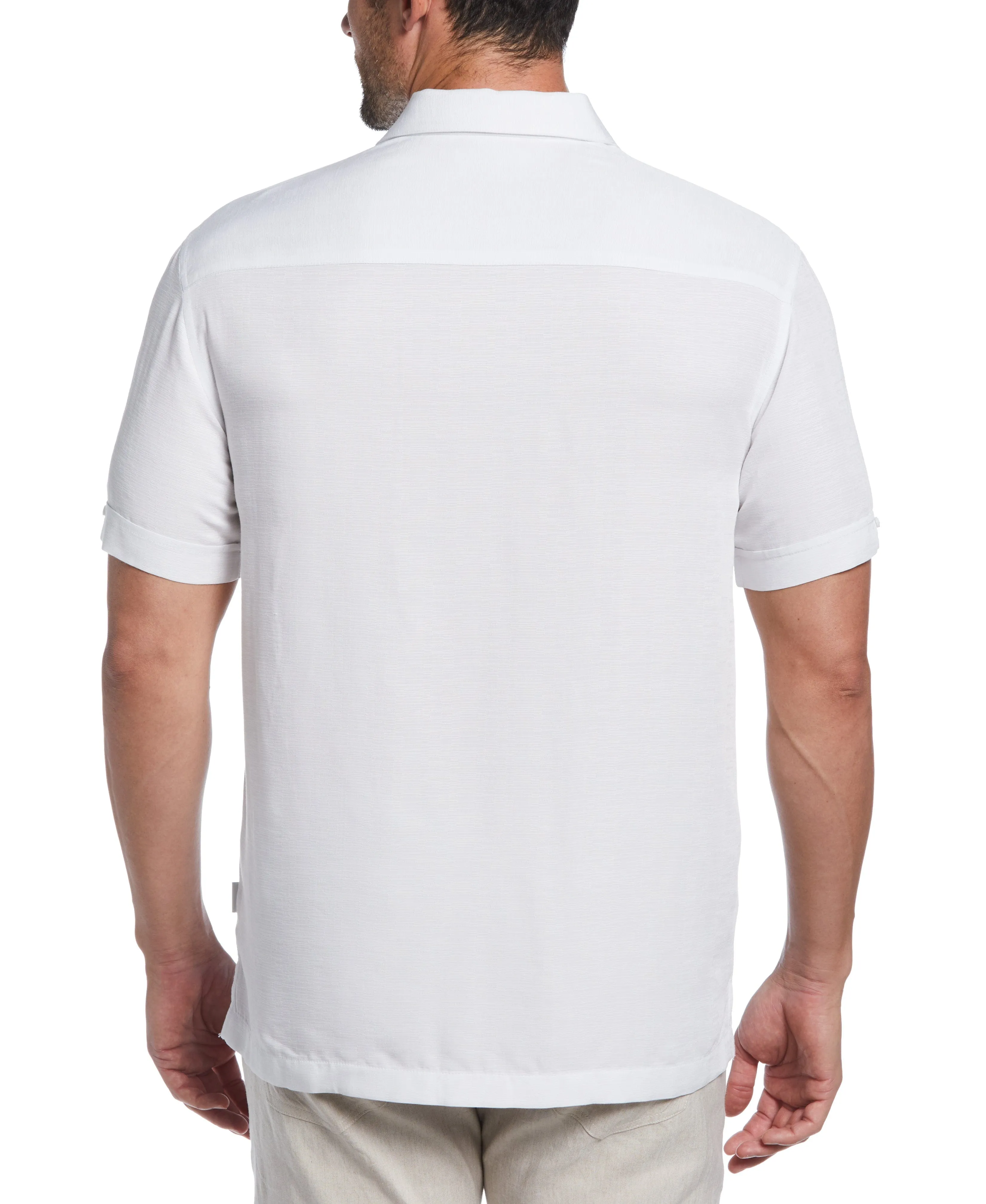 Big & Tall Camp Collar Textured Tropical Shirt