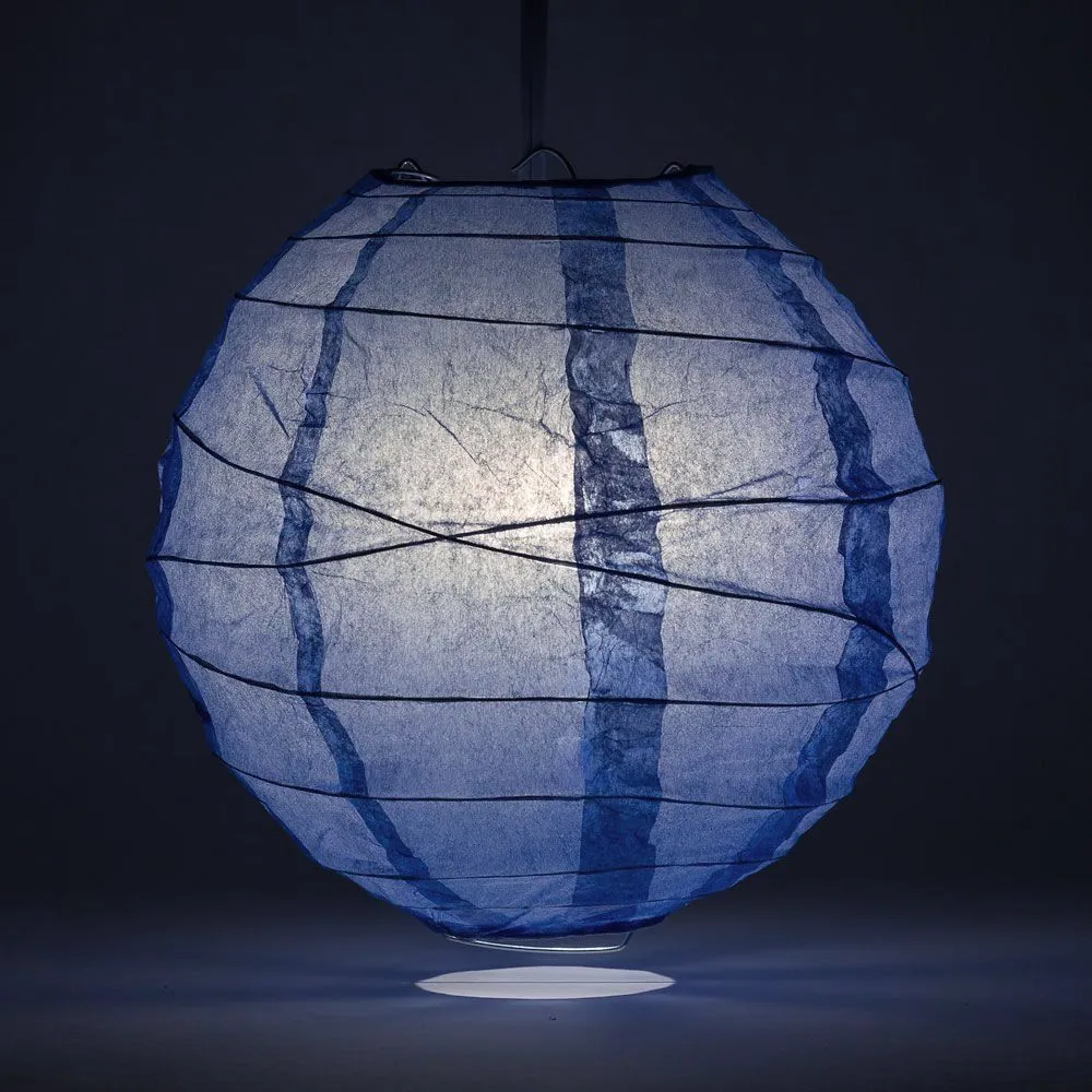BLOWOUT 14" Serenity Blue Round Paper Lantern, Crisscross Ribbing, Hanging Decoration