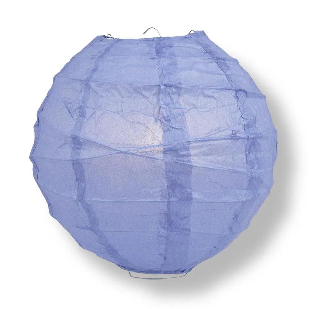 BLOWOUT 14" Serenity Blue Round Paper Lantern, Crisscross Ribbing, Hanging Decoration