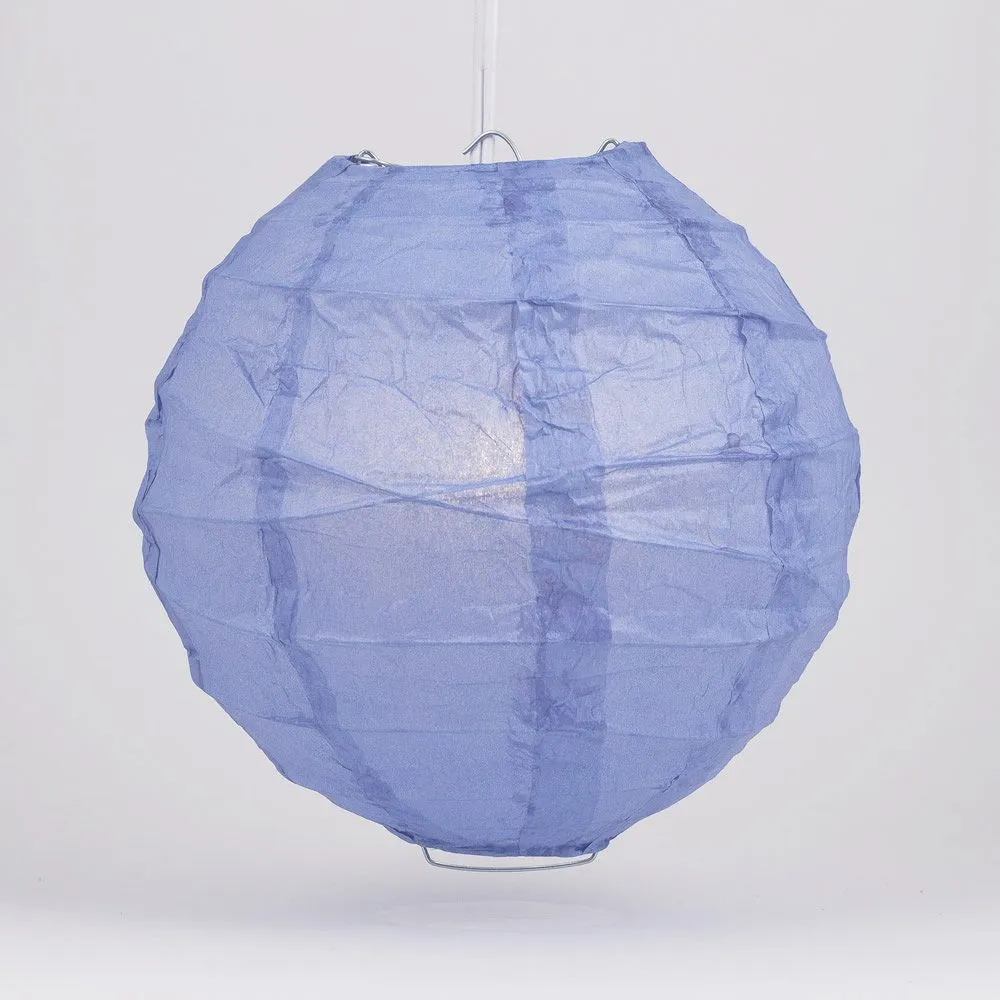 BLOWOUT 14" Serenity Blue Round Paper Lantern, Crisscross Ribbing, Hanging Decoration
