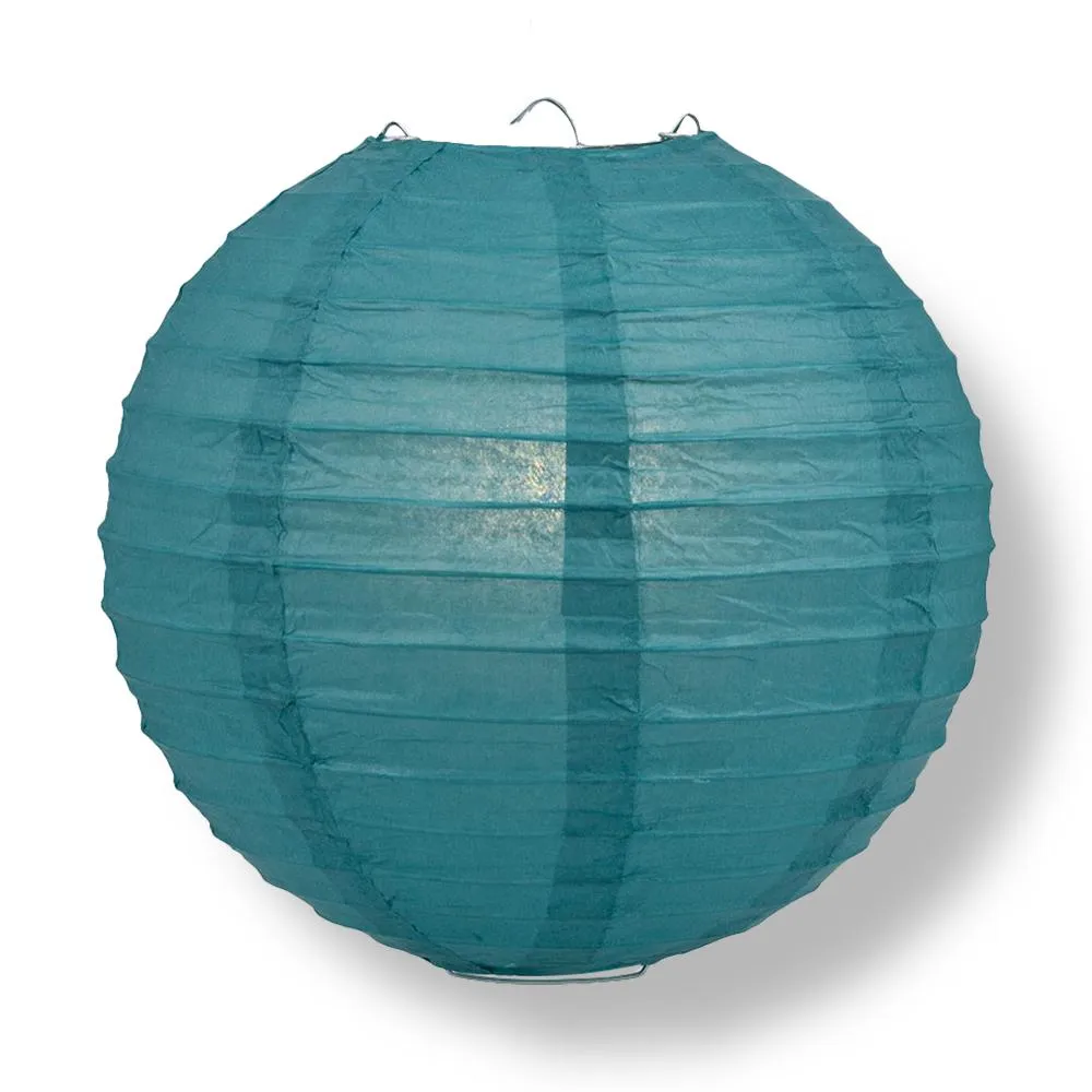 BLOWOUT 36" Tahiti Teal Jumbo Round Paper Lanterns, Even Ribbing (Value Packs)