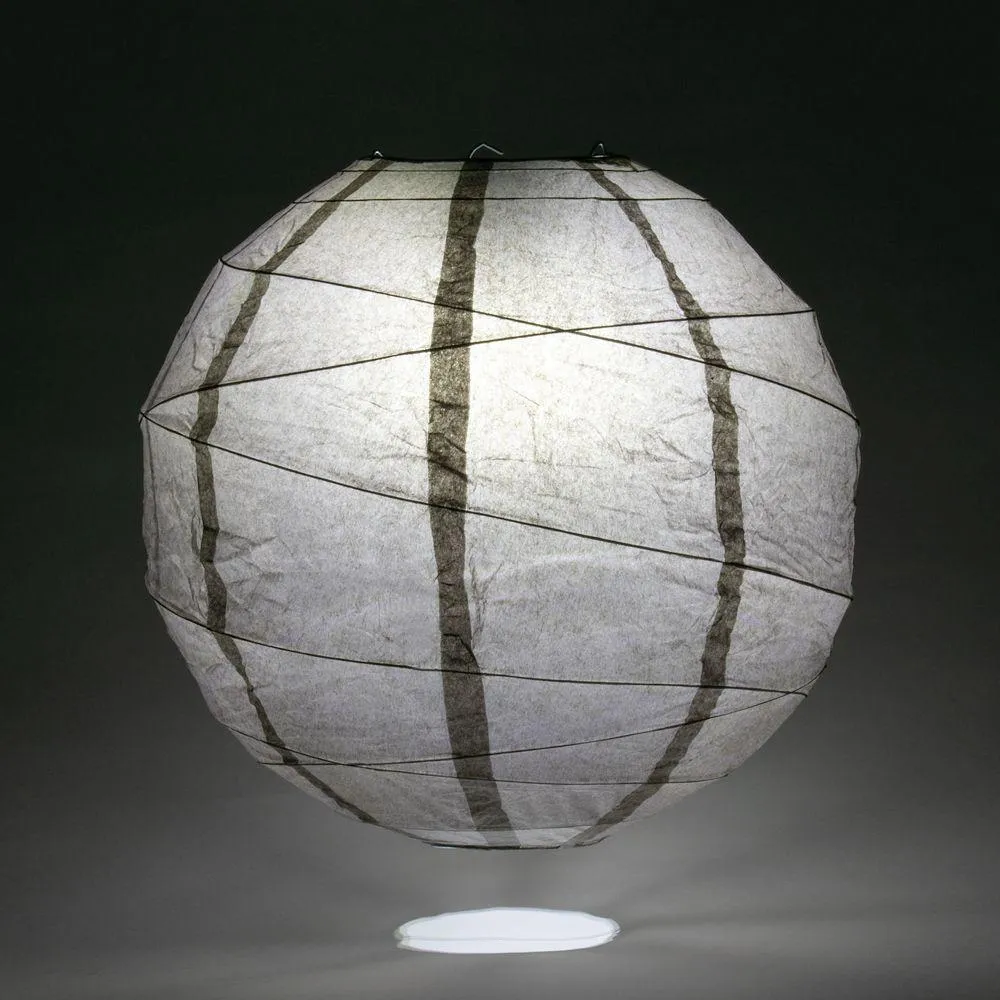 BLOWOUT 5-PACK 10" Driftwood Grey Round Paper Lantern, Crisscross Ribbing, Chinese Hanging Wedding & Party Decoration