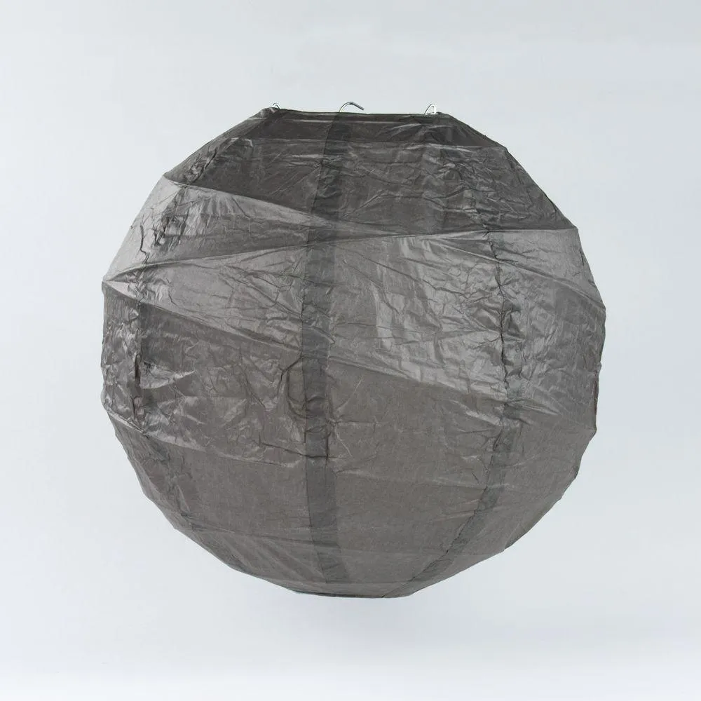 BLOWOUT 5-PACK 10" Driftwood Grey Round Paper Lantern, Crisscross Ribbing, Chinese Hanging Wedding & Party Decoration