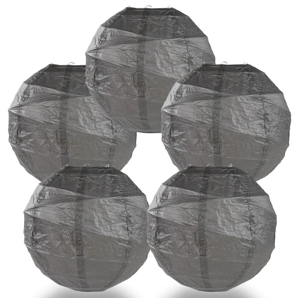 BLOWOUT 5-PACK 10" Driftwood Grey Round Paper Lantern, Crisscross Ribbing, Chinese Hanging Wedding & Party Decoration