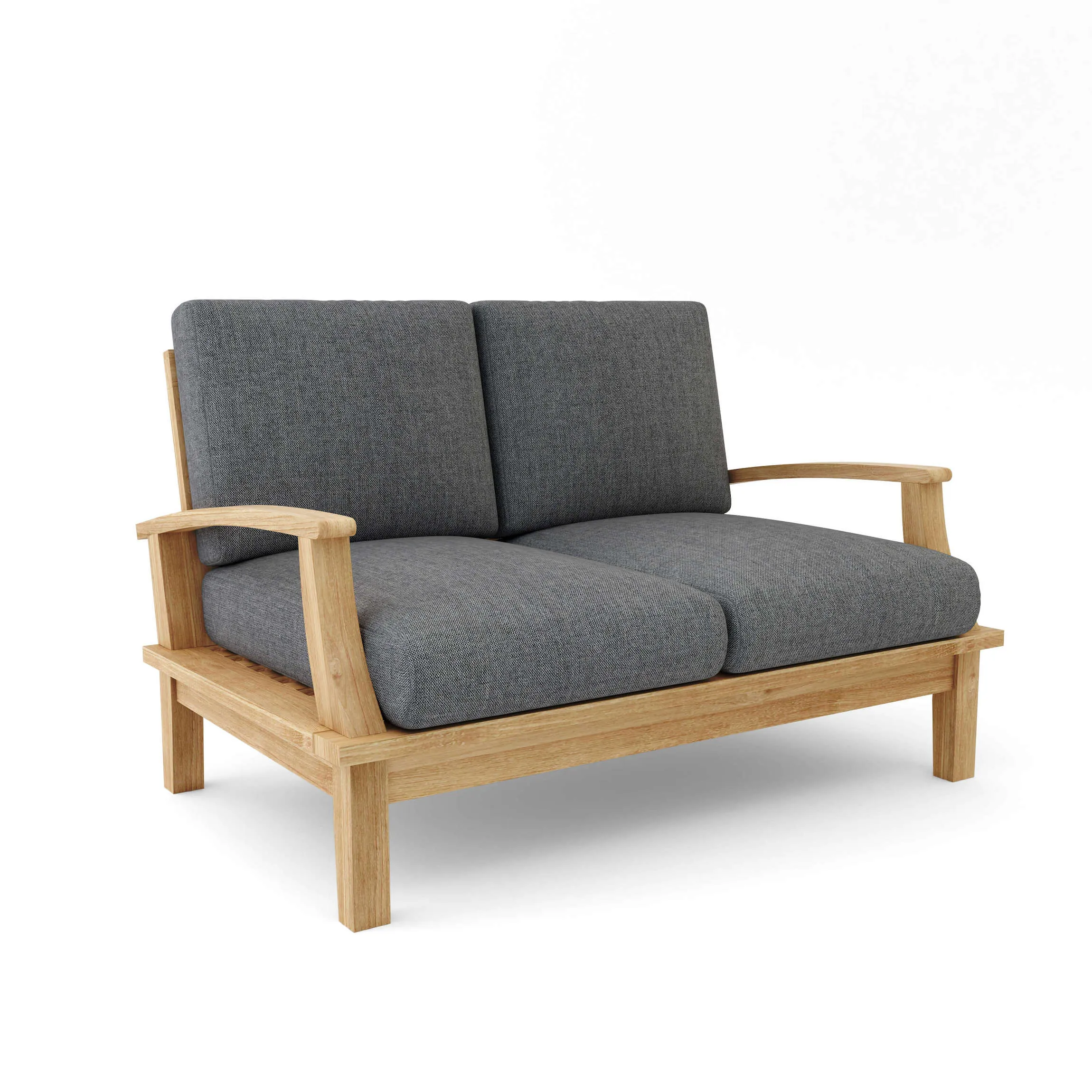 Brianna Deep Seating Loveseat   Cushion, 32 H x 52 W x 27 L, Crafted From Premium Teak, Adds Prominence To Your Patio.