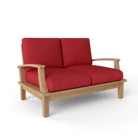 Brianna Deep Seating Loveseat   Cushion, 32 H x 52 W x 27 L, Crafted From Premium Teak, Adds Prominence To Your Patio.