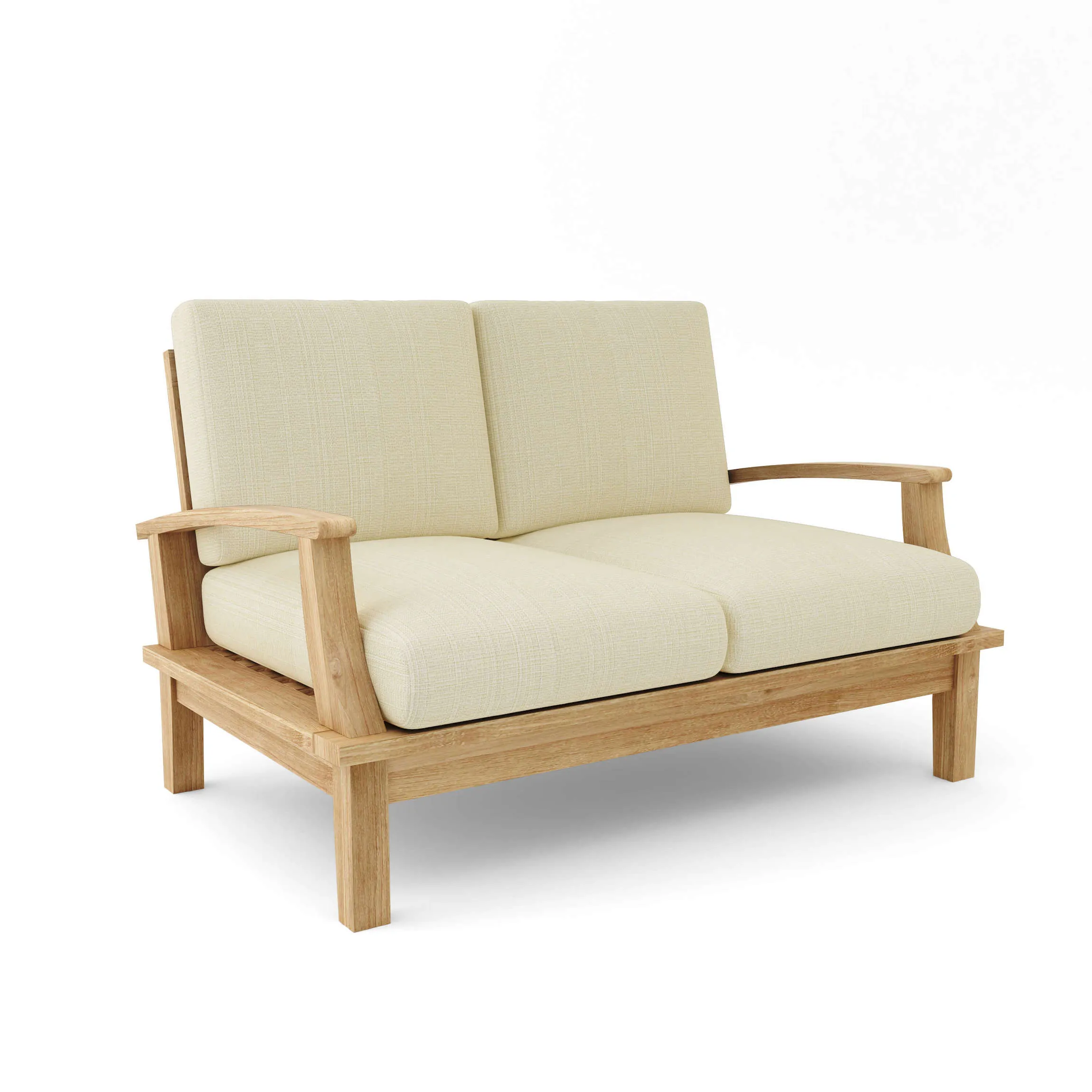 Brianna Deep Seating Loveseat   Cushion, 32 H x 52 W x 27 L, Crafted From Premium Teak, Adds Prominence To Your Patio.