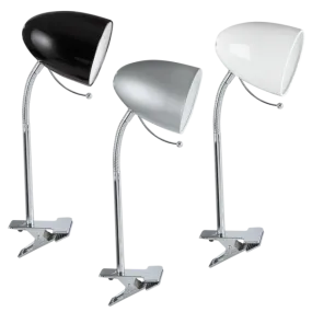 Bright Star Lighting CL003 SILVER Polished Chrome and Metal Clip On Desk Lamp with Flexible Gooseneck Arm