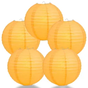 BULK PACK (12) 16" Papaya Round Paper Lantern, Even Ribbing, Chinese Hanging Wedding & Party Decoration