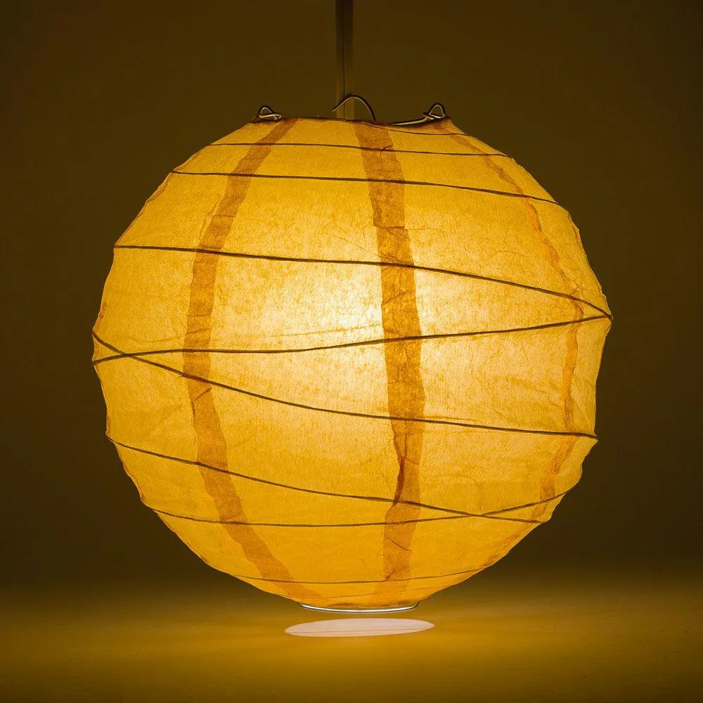 BULK PACK (12) 24" Papaya Round Paper Lantern, Crisscross Ribbing, Chinese Hanging Wedding & Party Decoration