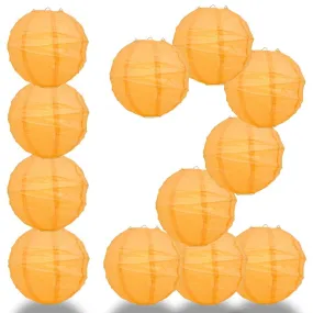 BULK PACK (12) 24" Papaya Round Paper Lantern, Crisscross Ribbing, Chinese Hanging Wedding & Party Decoration