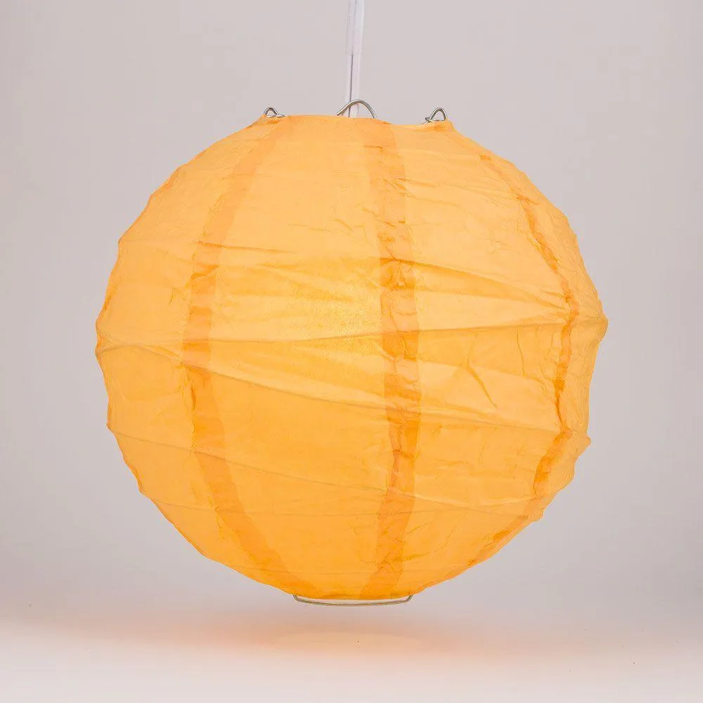 BULK PACK (12) 24" Papaya Round Paper Lantern, Crisscross Ribbing, Chinese Hanging Wedding & Party Decoration