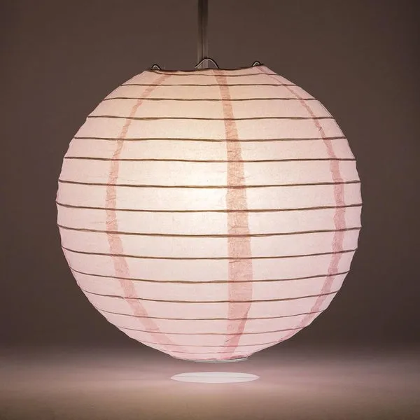 BULK PACK (12) 24" Pink Round Paper Lantern, Even Ribbing, Chinese Hanging Wedding & Party Decoration