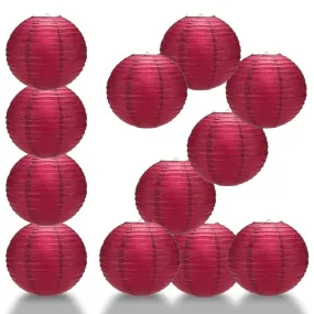 BULK PACK (12) 28" Velvet Red Jumbo Round Paper Lantern, Even Ribbing, Chinese Hanging Wedding & Party Decoration