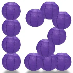 BULK PACK (12) 32" Plum Purple Round Paper Lantern, Crisscross Ribbing, Hanging Decoration