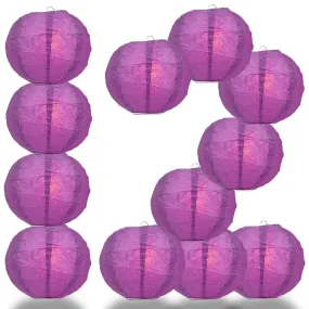 BULK PACK (12) 32" Violet / Orchid Round Paper Lantern, Crisscross Ribbing, Chinese Hanging Wedding & Party Decoration