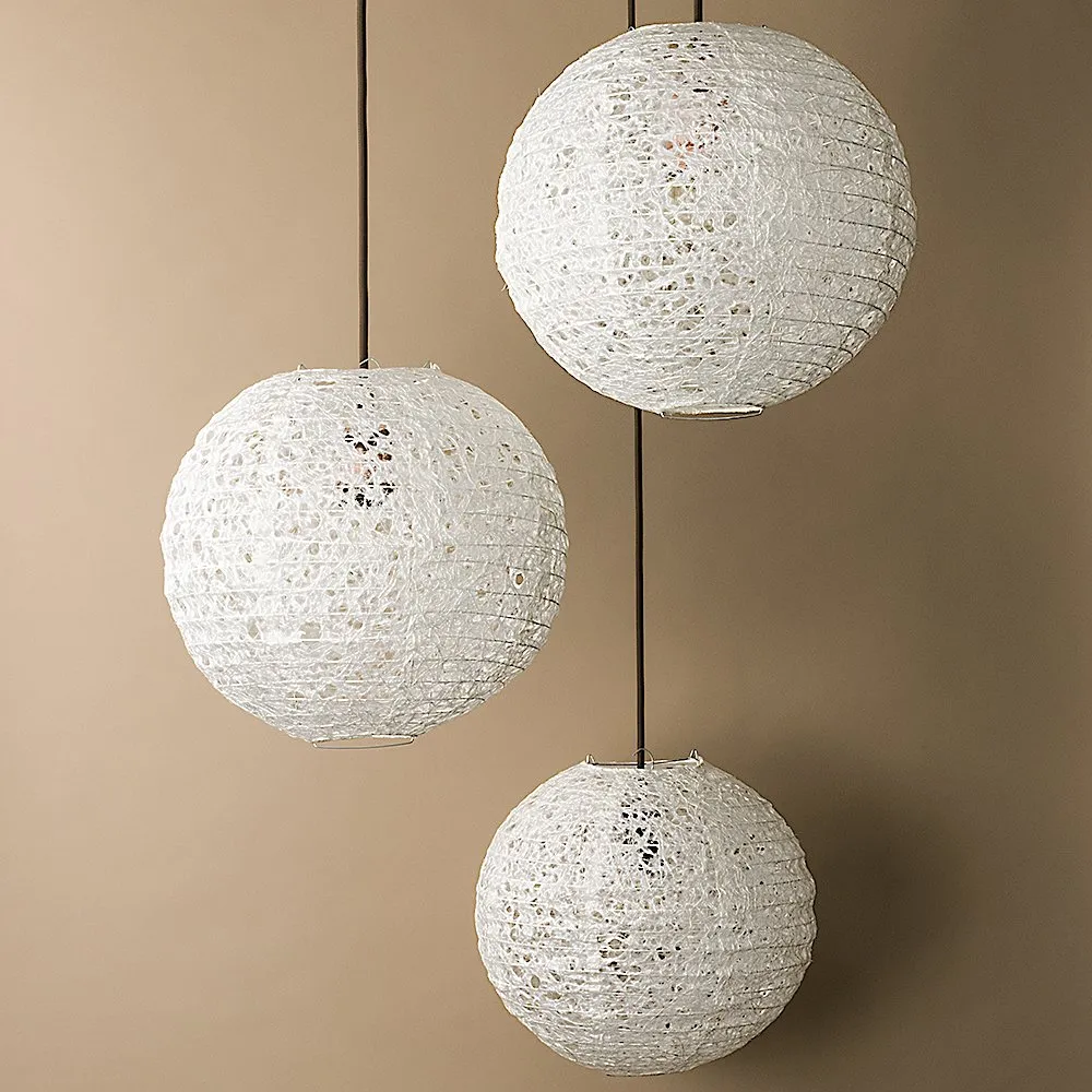 BULK PACK (3) 12" Designer Japanese Random Ogura Lace Fibrous Paper Lantern Shade, Hanging Decoration