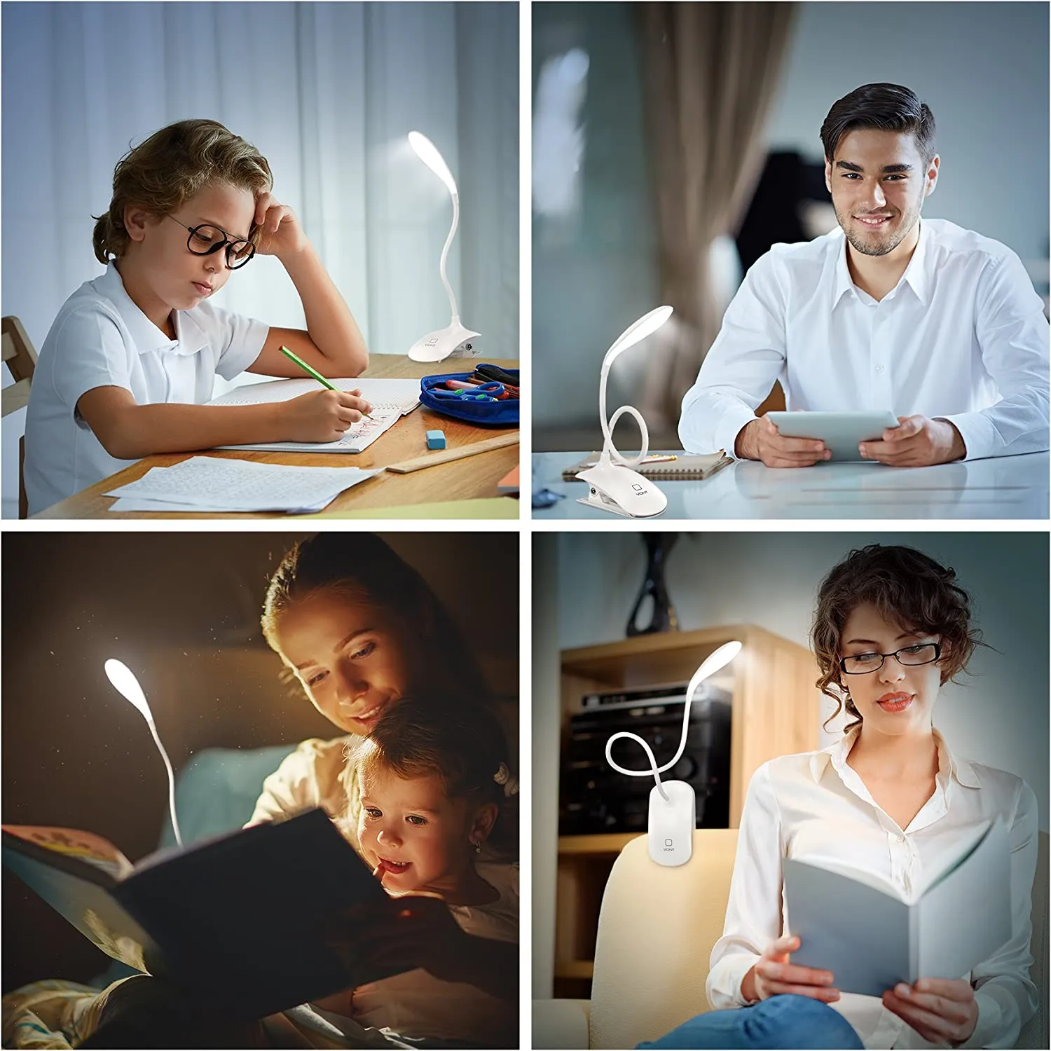 Clamp Desk Lamp, 3000-6500K Adjustable Color, Best Bendable Travel Lamp Clips