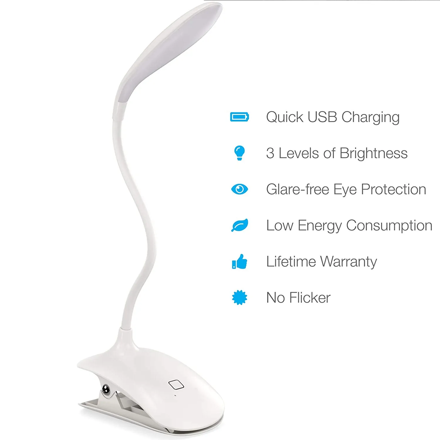 Clamp Desk Lamp, 3000-6500K Adjustable Color, Best Bendable Travel Lamp Clips