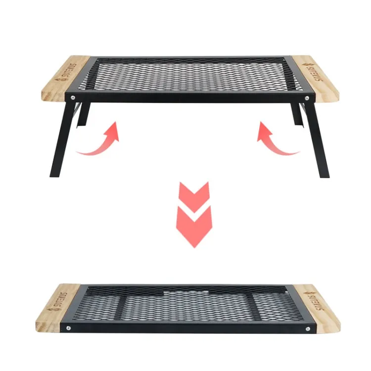 CLS Outdoor Folding Mesh Table Camping Iron Folding Table Portable Barbecue Rack Car Camping Rack(Black)
