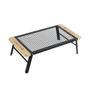 CLS Outdoor Folding Mesh Table Camping Iron Folding Table Portable Barbecue Rack Car Camping Rack(Black)