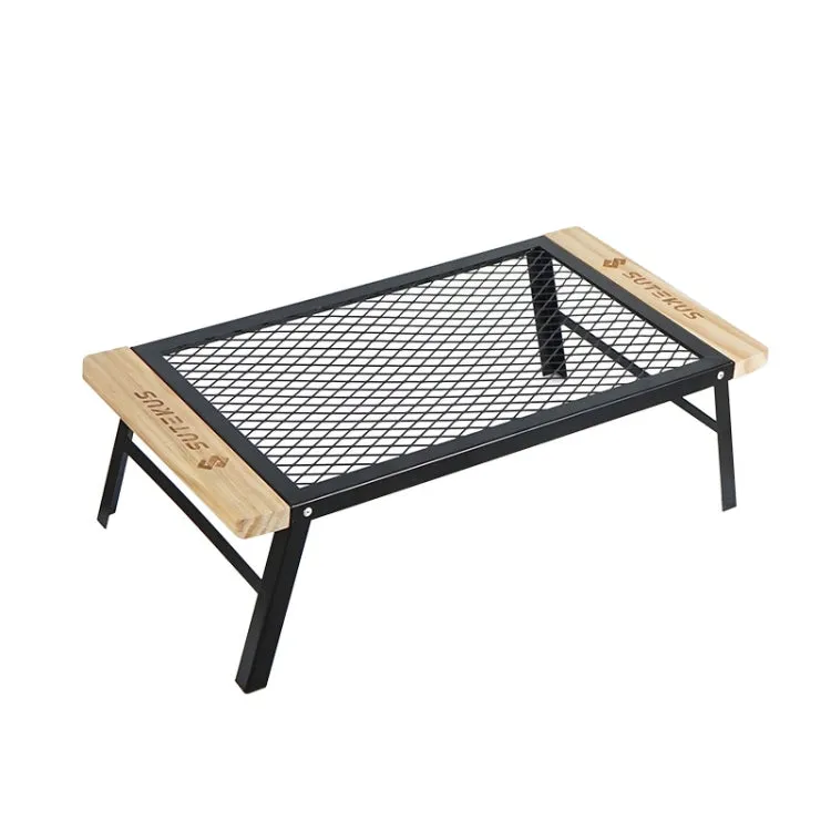 CLS Outdoor Folding Mesh Table Camping Iron Folding Table Portable Barbecue Rack Car Camping Rack(Black)