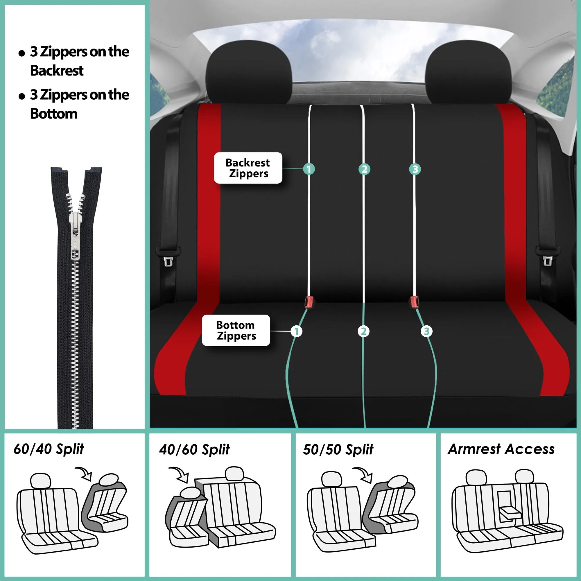 Cosmopolitan Seat Covers - Rear Red