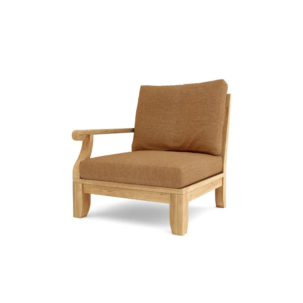 Decadent Riviera Luxe Right Modular, Sanded Smooth To Original Form & Crafted In Solid Teak.