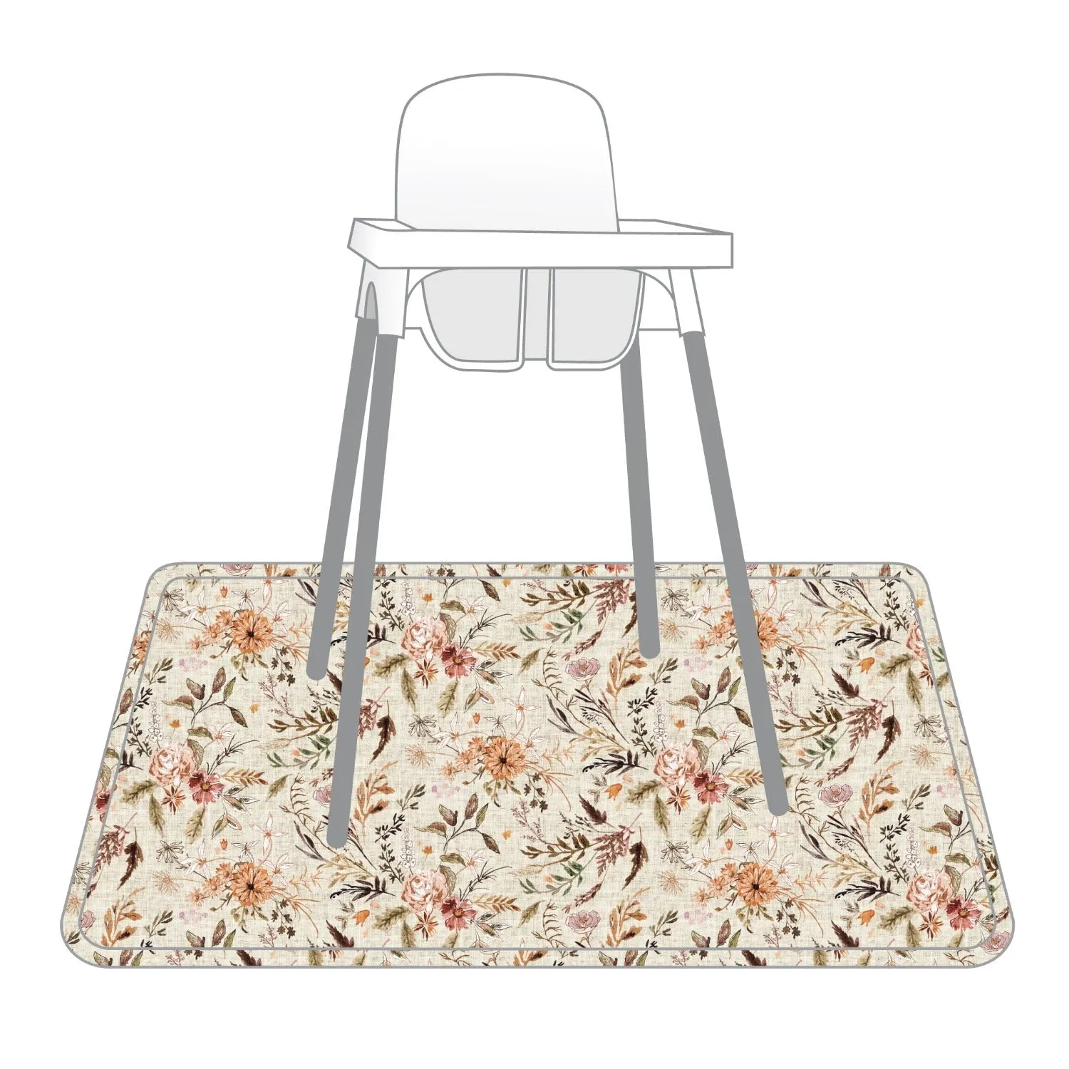 Delilah Floral Splash Mat - A Waterproof Catch-all For Highchair Spills And More!