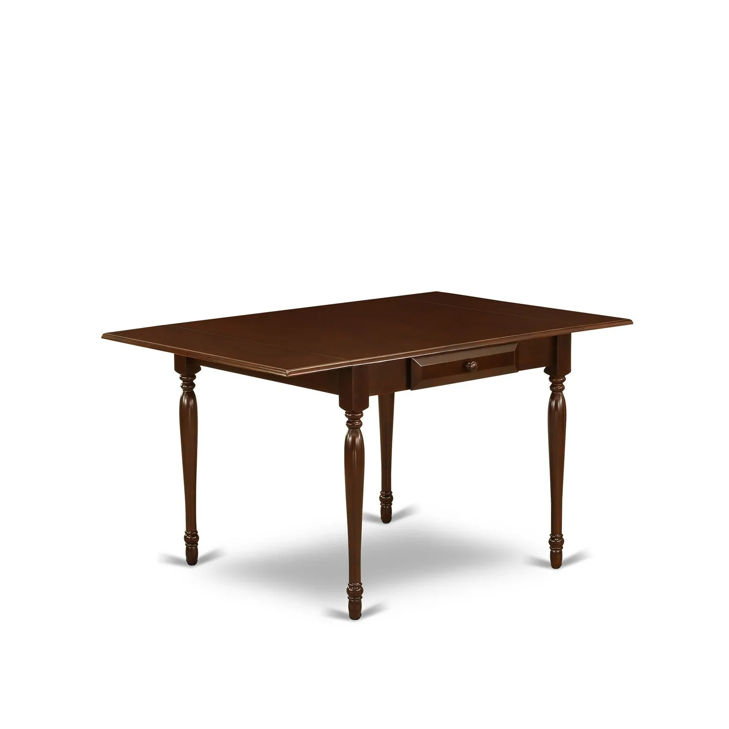 East West Furniture 1NDCE5-MAH-10 5 Piece Dining Room Table Set Includes a Rectangle Kitchen Table with Dropleaf and 4 Dahlia Linen Fabric Parsons Dining Chairs, 30x48 Inch, Mahogany