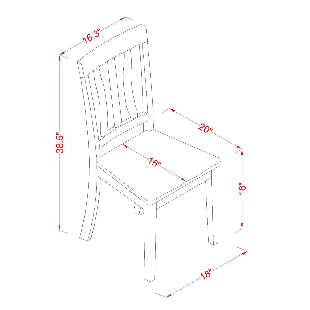 East West Furniture ANC-WHI-W Antique Dining Room Chairs - Slat Back Solid Wood Seat Chairs, Set of 2, Buttermilk & Cherry