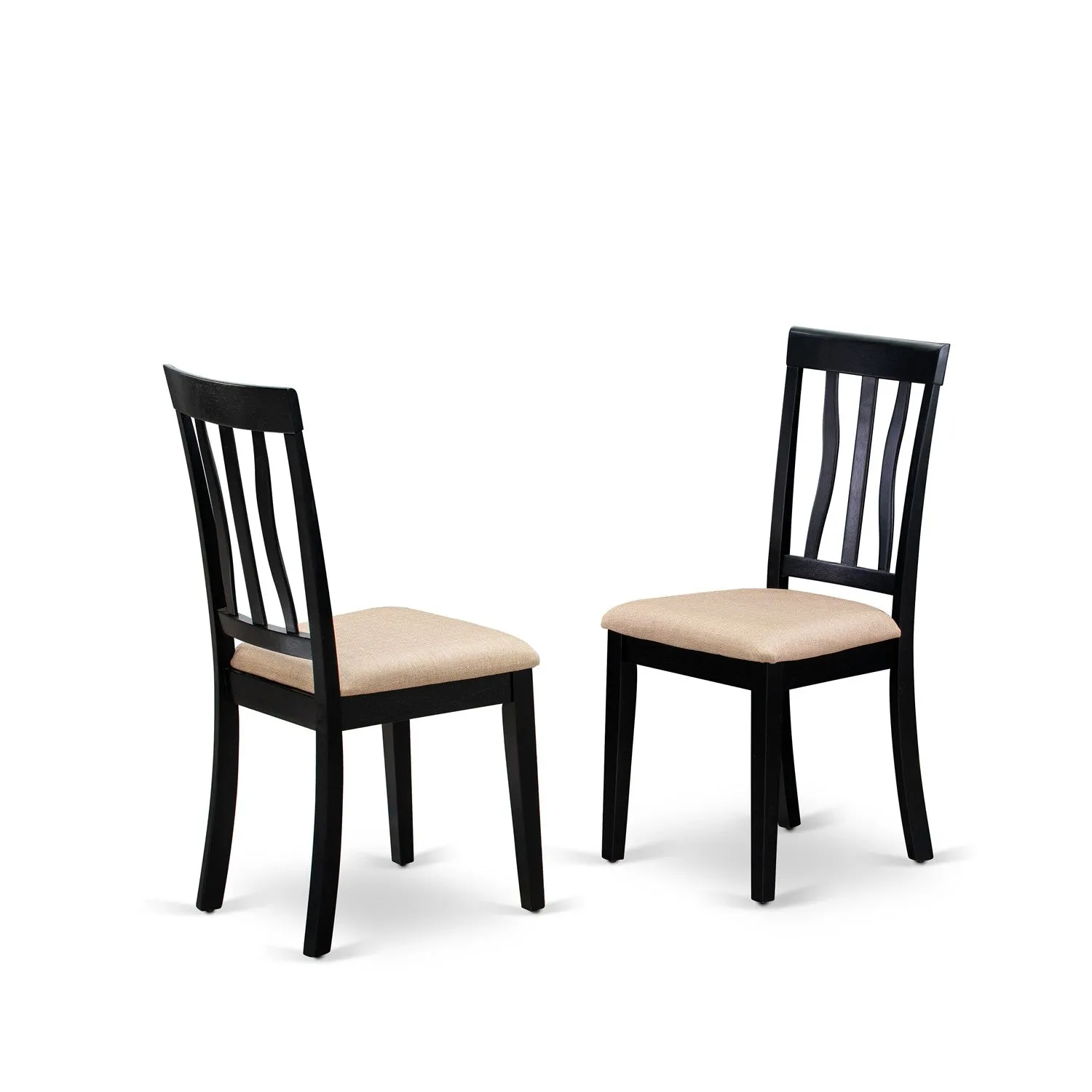 East West Furniture DUAN5-BLK-C 5 Piece Dining Room Furniture Set Includes a Rectangle Kitchen Table and 4 Linen Fabric Upholstered Dining Chairs, 36x60 Inch, Black