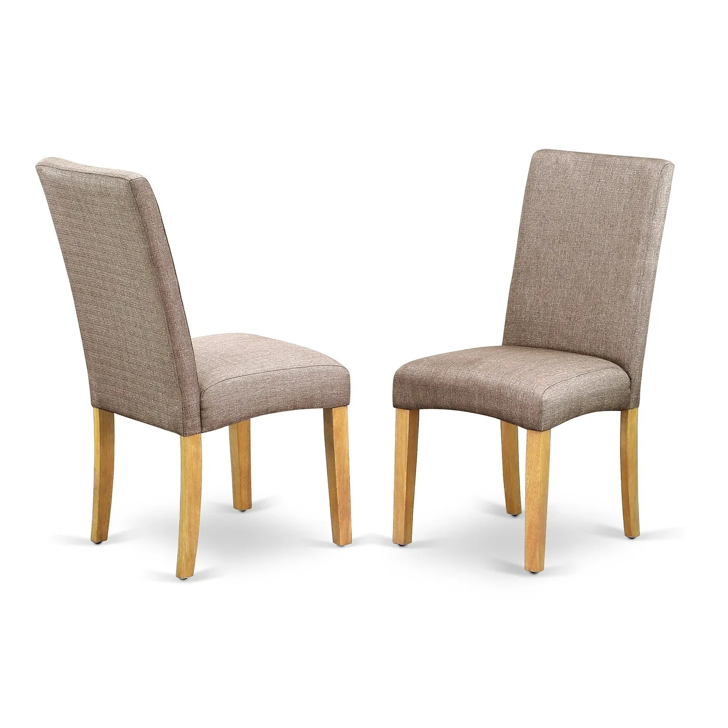 East West Furniture ESDR3-OAK-16 3 Piece Kitchen Table Set Contains a Round Dining Room Table with Pedestal and 2 Dark Khaki Linen Fabric Upholstered Chairs, 30x30 Inch, Oak