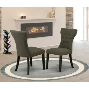 East West Furniture GAP6T50 Gallatin Parson Chairs - Button Tufted Nailhead Trim Dark Gotham Linen Fabric Upholstered Dining Chairs, Set of 2, Wirebrushed Black