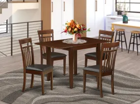 East West Furniture NDCA5-MAH-LC 5 Piece Modern Dining Table Set Includes a Rectangle Wooden Table with Dropleaf and 4 Faux Leather Dining Room Chairs, 30x48 Inch, Mahogany