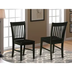 East West Furniture NFC-BLK-W Norfolk Dining Chairs - Slat Back Wood Seat Kitchen Chairs, Set of 2, Black