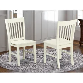East West Furniture NFC-LWH-W Norfolk Dining Room Chairs - Slat Back Solid Wood Seat Chairs, Set of 2, Linen White
