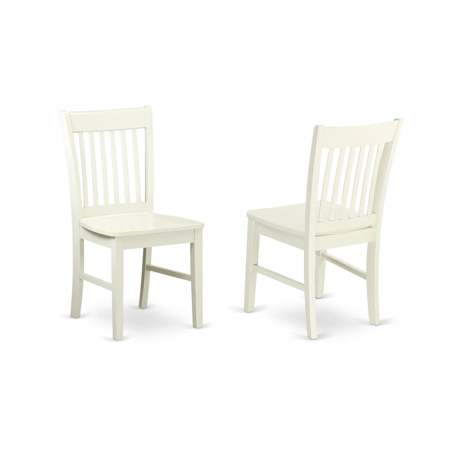 East West Furniture NFC-LWH-W Norfolk Dining Room Chairs - Slat Back Solid Wood Seat Chairs, Set of 2, Linen White