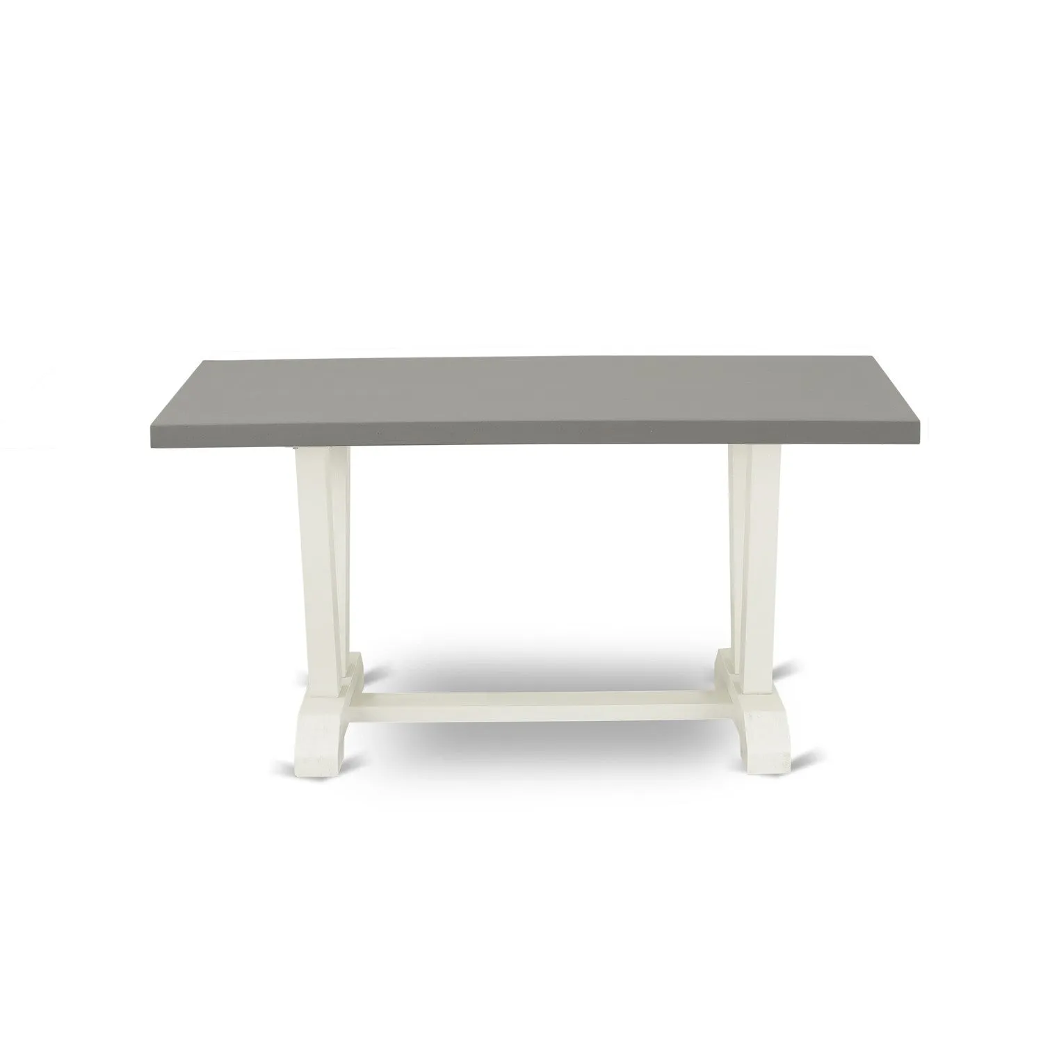 East West Furniture V096GA235-7 7 Piece Dining Table Set Consist of a Rectangle Dining Room Table with V-Legs and 6 Doeskin Linen Fabric Upholstered Chairs, 36x60 Inch, Multi-Color