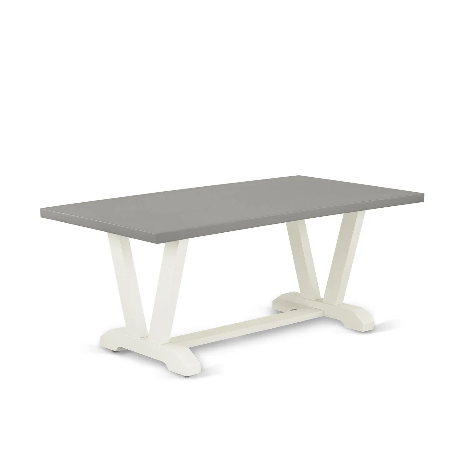 East West Furniture V097CE215-9 9 Piece Kitchen Table Set Includes a Rectangle Dining Table with V-Legs and 8 Baby Blue Linen Fabric Parsons Dining Chairs, 40x72 Inch, Multi-Color