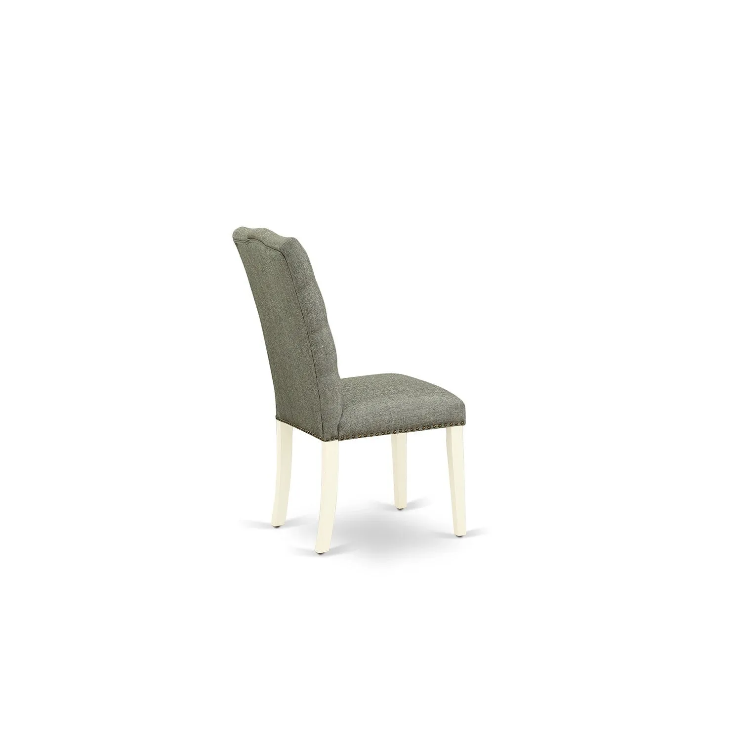 East West Furniture V097EL207-9 9 Piece Kitchen Table Set Includes a Rectangle Dining Table with V-Legs and 8 Gray Linen Fabric Parson Dining Chairs, 40x72 Inch, Multi-Color