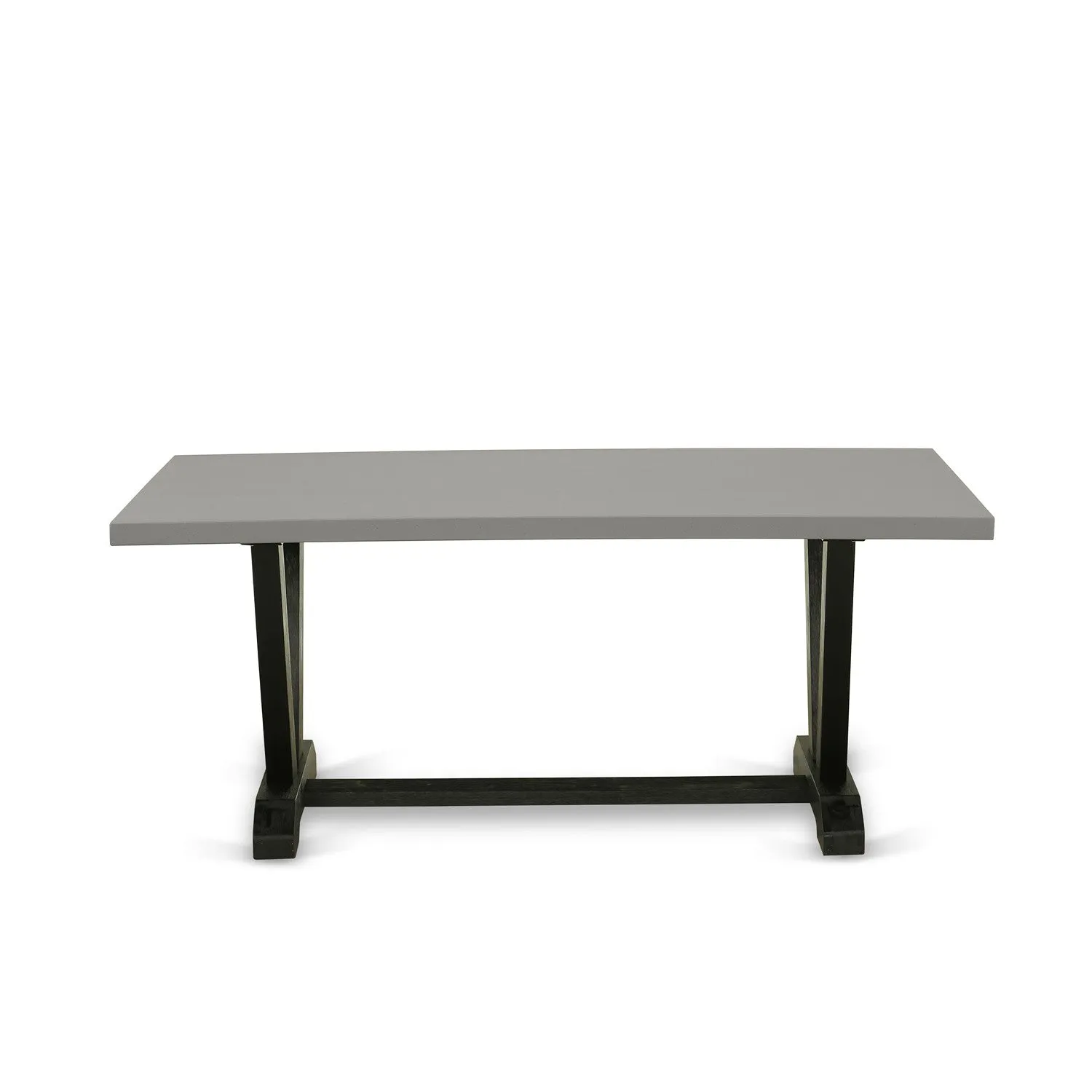 East West Furniture V697AB106-9 9 Piece Dining Room Table Set Includes a Rectangle Kitchen Table with V-Legs and 8 Shitake Linen Fabric Parson Dining Chairs, 40x72 Inch, Multi-Color