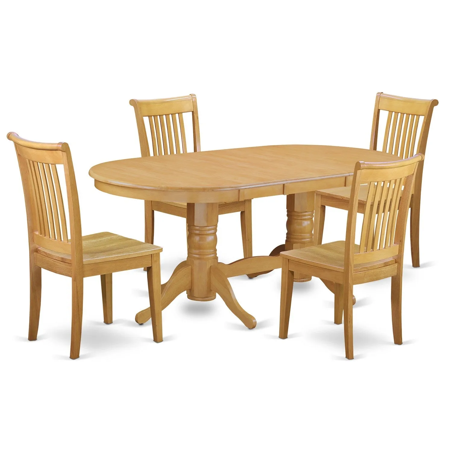 East West Furniture VAPO5-OAK-W 5 Piece Dining Room Table Set Includes an Oval Wooden Table with Butterfly Leaf and 4 Kitchen Dining Chairs, 40x76 Inch, Oak
