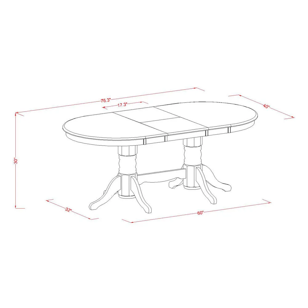 East West Furniture VAPO5-OAK-W 5 Piece Dining Room Table Set Includes an Oval Wooden Table with Butterfly Leaf and 4 Kitchen Dining Chairs, 40x76 Inch, Oak