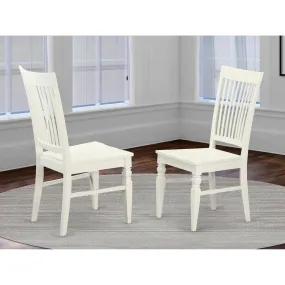 East West Furniture WEC-WHI-W Weston Dining Room Chairs - Slat Back Wood Seat Chairs, Set of 2, Linen White