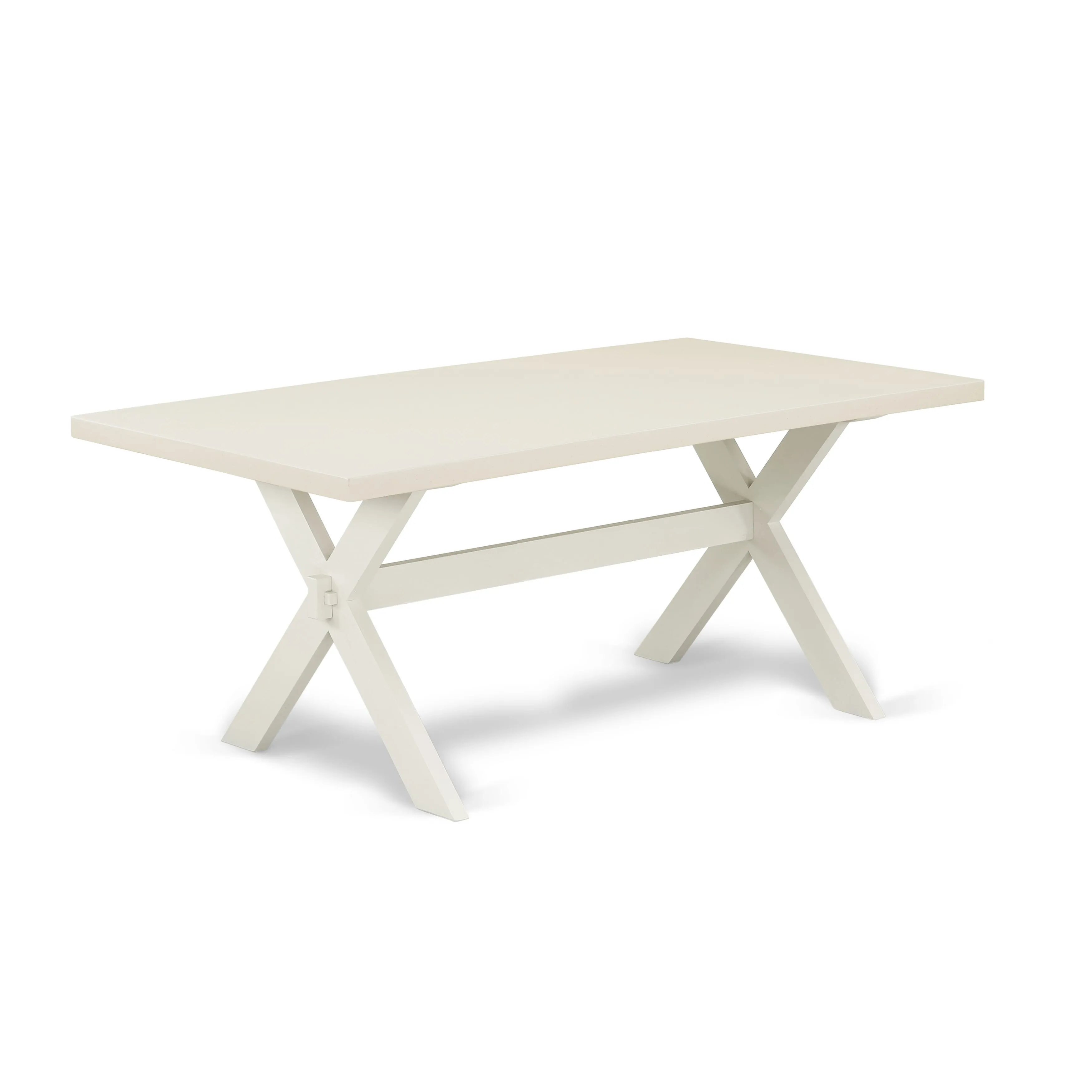 East West Furniture X027GA235-9 9 Piece Dining Set Includes a Rectangle Dining Room Table with X-Legs and 8 Doeskin Linen Fabric Upholstered Parson Chairs