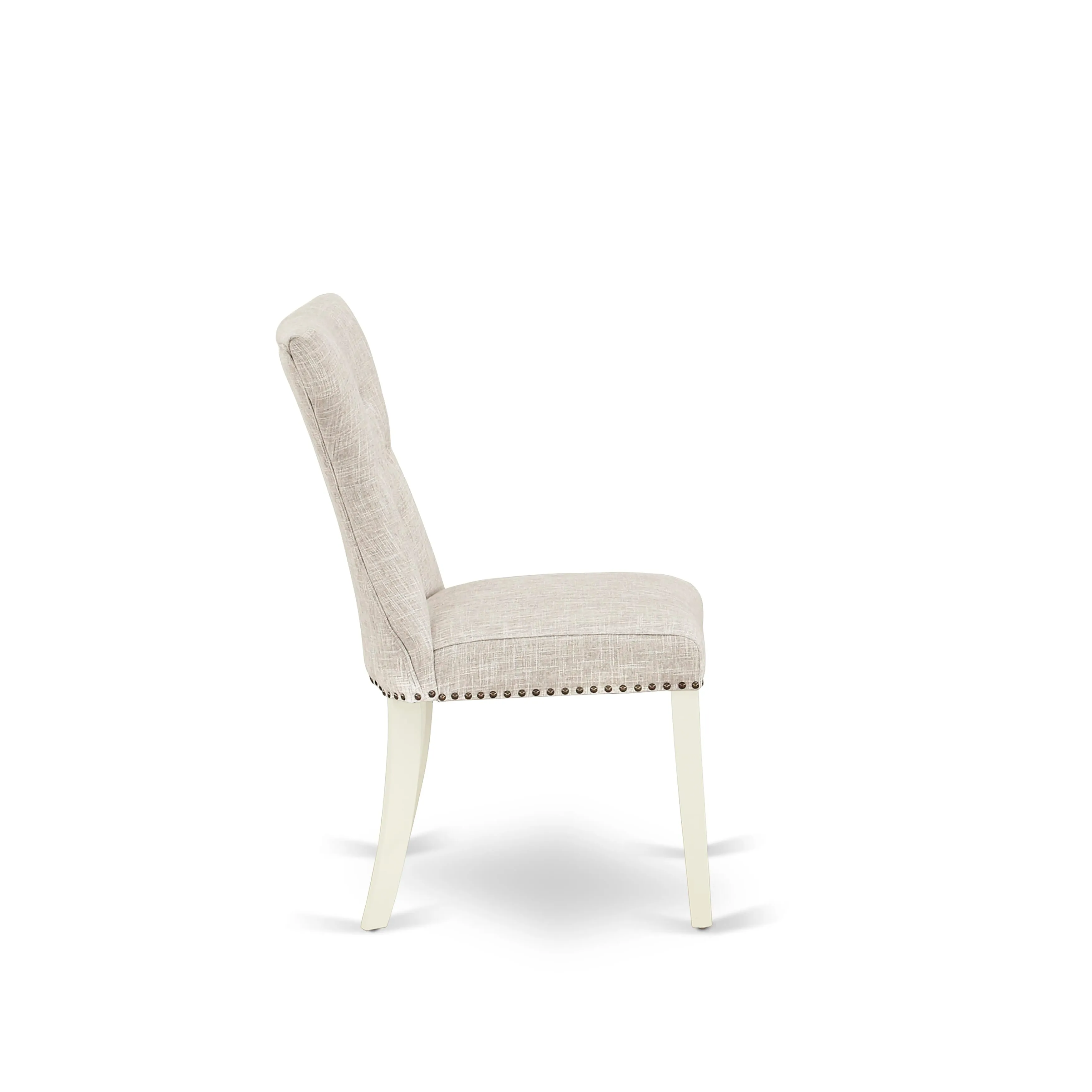East West Furniture X027GA235-9 9 Piece Dining Set Includes a Rectangle Dining Room Table with X-Legs and 8 Doeskin Linen Fabric Upholstered Parson Chairs