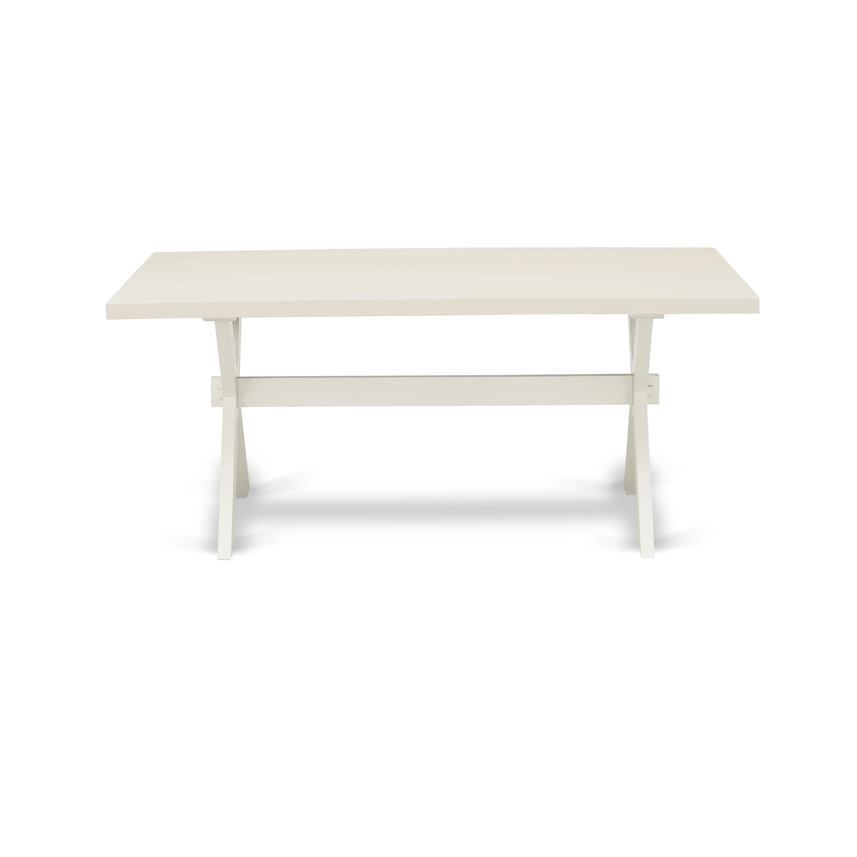 East West Furniture X027GA235-9 9 Piece Dining Set Includes a Rectangle Dining Room Table with X-Legs and 8 Doeskin Linen Fabric Upholstered Parson Chairs
