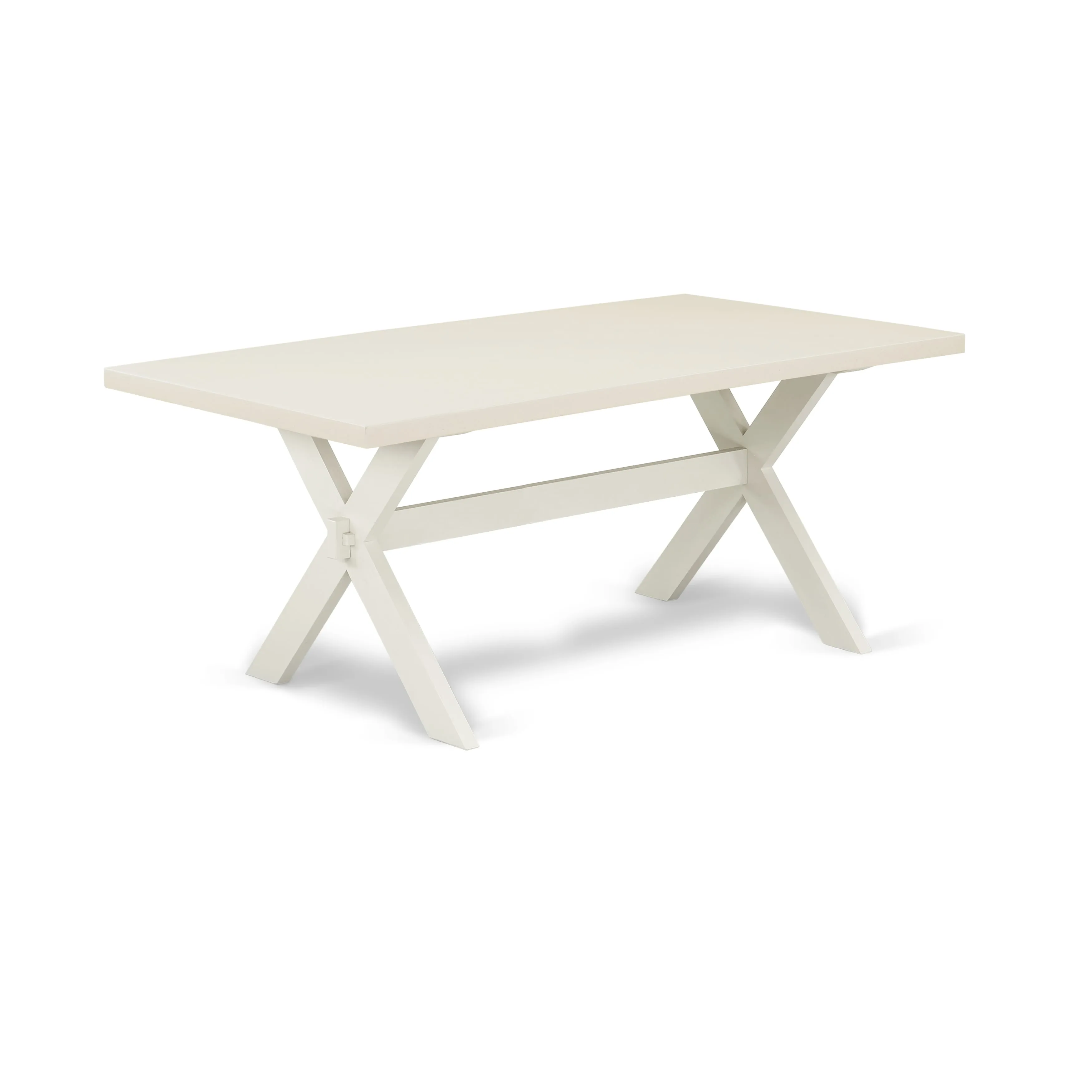 East West Furniture X027GA235-9 9 Piece Dining Set Includes a Rectangle Dining Room Table with X-Legs and 8 Doeskin Linen Fabric Upholstered Parson Chairs