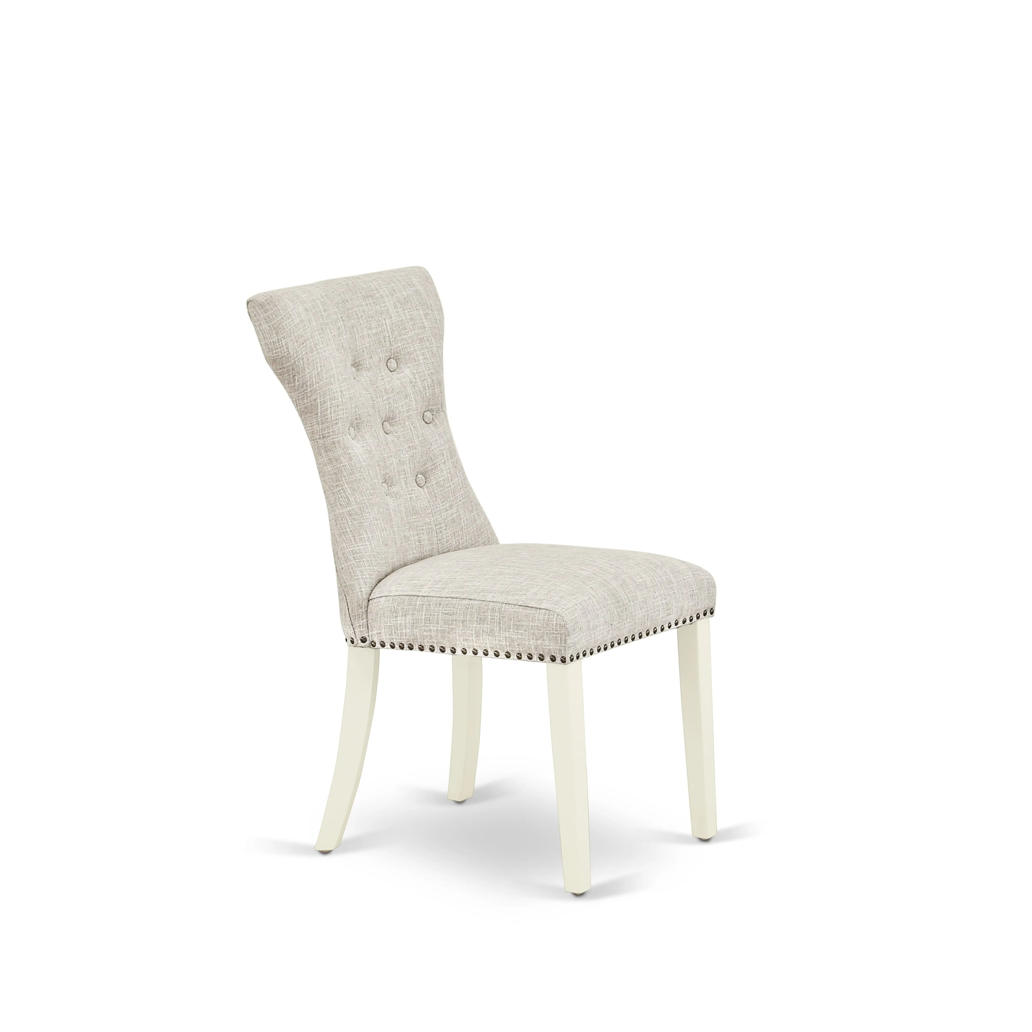 East West Furniture X027GA235-9 9 Piece Dining Set Includes a Rectangle Dining Room Table with X-Legs and 8 Doeskin Linen Fabric Upholstered Parson Chairs